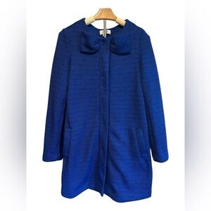 Elle Royal Blue Textured Peacoat with Bow Collar – Size Small